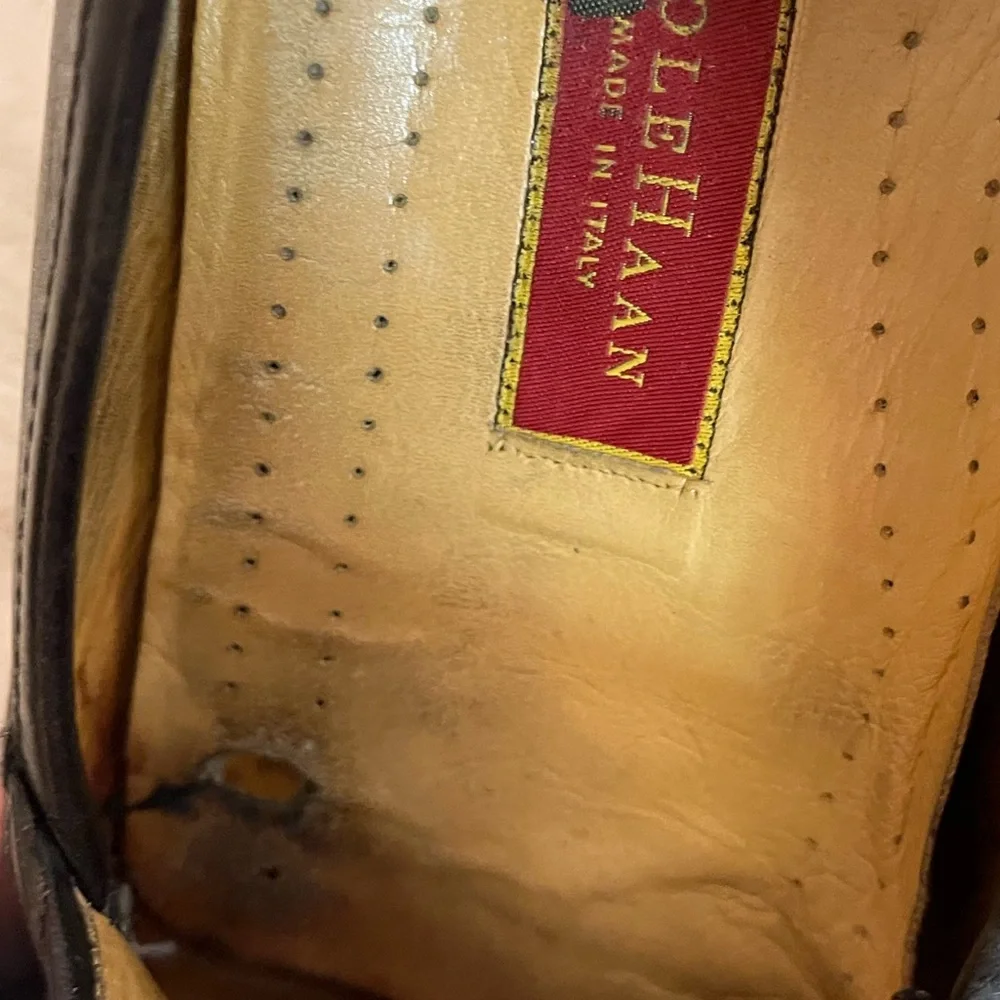 Cole Haan Mens 13M Black Gold Chain Accent Slip On City C01062 Work Loafers